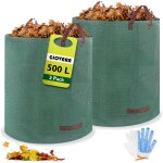 Checarzhn - - no1 - lot de 2 sacs de jardin robustes de 500 l réutilisables avec poignées, sacs a déchets ... Checarzhn - - no1 - lot de 2 sacs de jardin robustes de 500 l réutilisables avec poignées, sacs a déchets ...