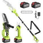 Checarzhn - - no1 - 4 en 1 mini trononneuse 6 pouces & scateur electrique 33 mm, batterie 2x4. 0ah, ...