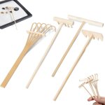 Checarzhn - - no1 - lot de 4 mini accessoires de jardin zen en bois - rteau a sable zen - bac a sable ...