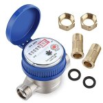 Checarzhn - - no1 - compteur d'eau froide dbit nominal 1, 5 dbitmtre d'eau 15mm 1 / 2 pouce avec accessoire ...