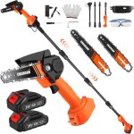 Checarzhn - - no1 - elagueuse sans fil 2 en 1, mini tronçonneuse electrique avec 2, 3 m perches elagueuses, ... Checarzhn - - no1 - elagueuse sans fil 2 en 1, mini tronçonneuse electrique avec 2, 3 m perches elagueuses, ...