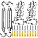 Checarzhn - - no1 - kit de quincaillerie de voile d'ombrage en acier inoxydable 304 de qualité marine ... Checarzhn - - no1 - kit de quincaillerie de voile d'ombrage en acier inoxydable 304 de qualité marine ...