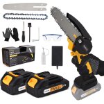 Checarzhn - - no1 - mini trononneuse avec batteries, 15, 2 cm, portable, a une main, 2 batteries de ...