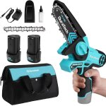 Checarzhn - - no1 - mini trononneuse a batterie 5 pouces, 12v scie electrique sans fil avec 2 batteries ...