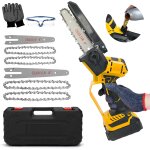 Checarzhn - - no1 - mini trononneuse a batterie, 6 & 8 pouces trononneuse electrique sans fil brushless ...