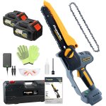 Checarzhn - - no1 - mini trononneuse sur batterie scie sans fil 18v avec 2 batterie 4ah, huileur automatique, ...