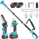 Checarzhn - - no1 - p6 combo 6 pouces mini tronconneuse avec perche & 33 mm secateur electrique, 4 - ...