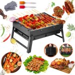 Checarzhn - - no1 - petit barbecue pliable au charbon de bois - mini barbecue portable - 37 cm x 27 cm ...