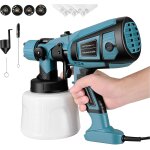 Checarzhn - - no1 - pistolet a peinture, 800w hvlp pistolet a peinture electrique, 4 buses en cuivre ...