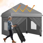 Checarzhn - - no1 - tonnelle avec côtés 3 m x 3 m, imperméable 420d, hauteur réglable, protection uv ... Checarzhn - - no1 - tonnelle avec côtés 3 m x 3 m, imperméable 420d, hauteur réglable, protection uv ...