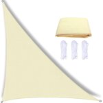 Checarzhn - - no1 - voile d'ombrage triangulaire 3 x 4 x 5m, blanc crme, triangle rectangle impermable ...