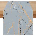 Chemin table bleu gris moderne 40x240 chemin de table marbre texture printemps dcoration de table anthracite ...