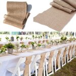 Chemin de table imitation toile de jute naturelle, 30x275cm, d�coration pour mariage, f�te, maison, table ...