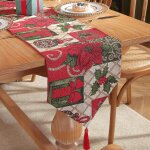 Chemin de table noel 35 x 180cm rouge chemin imprim etanche anti - fouling table  manger rectangulaire ...