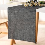 Chemin de table noir, nappe rouleau lavable pvc, linge de table isolation thermique peut etre coup, ...