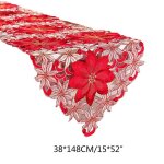 Chemins de table rustiques brods a fleurs a double epaisseur, dcorations de nol