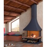 Chemin�e ouverte sposi 10, 5 kw ch32 foyer en briques r�fractaires