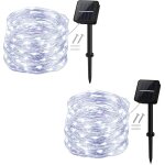 Cheng - guirlande lumineuse solaire, exterieur etanche lumi�res de jardin 120 led 2 pack 8 modes 12m ...