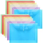 Chenquansarl - lot de 12 pochettes en plastique a4 avec bouton - pression et poche - rouge / jaune / ... Chenquansarl - lot de 12 pochettes en plastique a4 avec bouton - pression et poche - rouge / jaune / ...