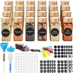 Chenquansarl - lot de 24 pot a epices en verre et bois, pots a epices bocaux epices avec tamis, entonnoir, ... Chenquansarl - lot de 24 pot a epices en verre et bois, pots a epices bocaux epices avec tamis, entonnoir, ...