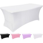 Chenquansarl - nappe blanche extensible en elasthanne, 1, 8 m, ajustée, extensible, rectangulaire, lavable, ... Chenquansarl - nappe blanche extensible en elasthanne, 1, 8 m, ajustée, extensible, rectangulaire, lavable, ...