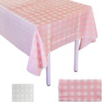 Chenquansarl - nappe a carreaux rose et blanc - jetable - en plastique - avec drapeau a carreaux - pour ...