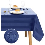 Chenquansarl - nappe lavable - a rayures - bleu fonc - impermable - carre - avec effet lotus - nappe ...