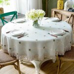 Chenquansarl - nappe ronde, linge de table lavable, polyester & coton, pour extrieur, salle a manger, ...
