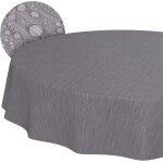 Chenquansarl - nappe en toile cire, lavable, ronde, bord coup, aspect lin, aspect textile, gris, nappe ...