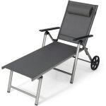 Chenquansarl - transat jardin exterieur pliante en aluminium, bain de soleil inclinable avec dossier ...