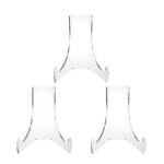 Chevalets de presentation robustes et stables pour 3 supports d'assiettes transparents, parfaits pour ...