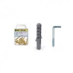 Cheville n� 6 et gond � visser brico - self 19x60 mm.