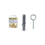 Cheville n� 6 et piton brico - self 19x60 mm.