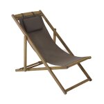Chilienne - chill - acacia fsc 100% - toile polyester taupe - look teck Chilienne - chill - acacia fsc 100% - toile polyester taupe - look teck