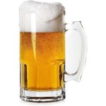 Chope a biere extra large de 35 onces, grande chope en verre avec poignee, chope a biere allemande d'un ...