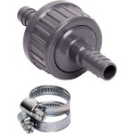 Clapet anti - retour 13mm / set avec 2 colliers de serrage / eau et air / pour pompes  eau, piscines ...