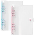 Classeur a5, lot de 2 classeurs a5 transparents et impermables en pvc, classeur souple  6 anneaux, ...