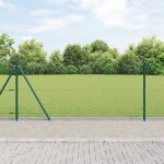 Cl�ture hexagonale vidaxl verte 1x10 m acier, poteaux de cl�ture vidaxl avec plaques de base 7 pcs Ø32mm ...
