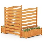 Cl�ture de jardin de climatiseur 3 panneaux autoportant costway - en bois avec jardini�re - kit sans ...