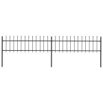 Cl�ture de jardin avec dessus en lance acier 3, 4 x 0, 6 m noir