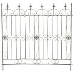 Cl�ture de jardin en fer forg� vert vieilli 124 cm barri�re d�corative m�tal pour ext�rieur 10 0008103 ...