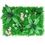 Cl�ture murale de fond de plantes vertes artificielles, 40x60cm, fausses fleurs, d�coration de feuilles ...