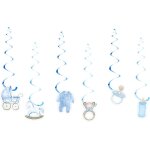 Cmjaagur - 24 pices dcorations spirales suspendues bleu pour baby shower, thme c'est un garon accessoires ...