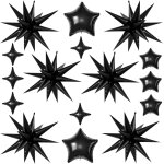 Cmjaagur - ballons aluminium etoile, 16 pices ballon gonflable etoile, ballons en etoiles noir, aluminium ...