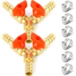 Cmwx - 2 pices 3 voies robinet  tournant sphrique d'arrt, 10mm tuyau barbe 2 interrupteur en laiton ...