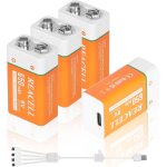 Cmwx - 4x piles 9v rechargeables type - c 5850mwh longue dure pour dtecteurs de fume / incendie, arroseurs ...