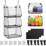 Cmwx - corbeille a fruit panier fruit et legumes rangement suspendu etagere suspendue 3 niveaux murale ...