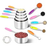 Cmws - cuillere doseuse et tasses  mesurer - lot de 12 inoxydable measuring cups and spoons avec poignes, ...