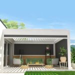 Coffre a coulisses pour pergola spinelle 5, 00x2, 50 m (motoris� a t�l�commande - blanc - gris graphite) ...