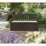 Coffre de jardin / banc 265l keter eden effet bois l140xp60xh84 cm rsiste au gel, intempries et uv. ...